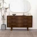 Logan Mid Century Modern Walnut Dresser with 6 Drawers