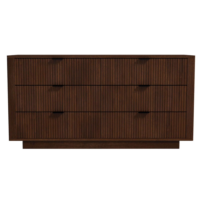 Lola Mid Century Modern Walnut Dresser with 6 Drawers