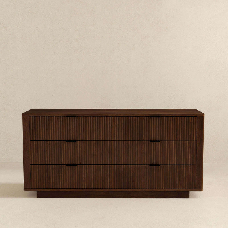 Lola Mid Century Modern Walnut Dresser with 6 Drawers