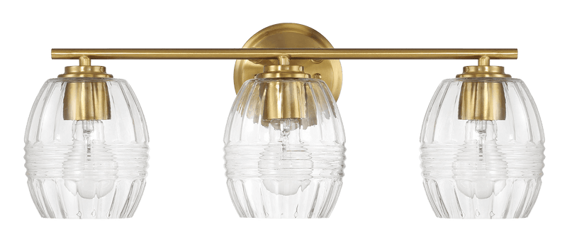 Luster Three Lights Vanity With Clear Glass for Bathrooms above Mirror  Wall Lamp - Satin Brass