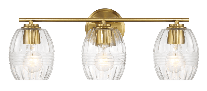 Luster Three Lights Vanity With Clear Glass for Bathrooms above Mirror  Wall Lamp - Satin Brass