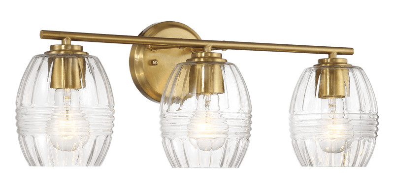 Luster Three Lights Vanity With Clear Glass for Bathrooms above Mirror  Wall Lamp - Satin Brass