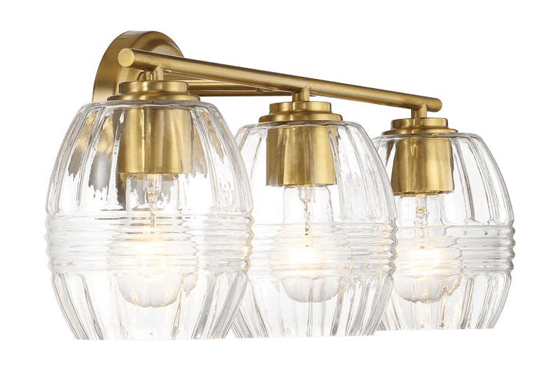 Luster Three Lights Vanity With Clear Glass for Bathrooms above Mirror  Wall Lamp - Satin Brass