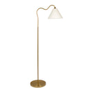 Majestic Brass Ring Base Curved Floor Lamp with Triangle White Drum Shade