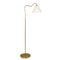 Majestic Brass Ring Base Curved Floor Lamp with Triangle White Drum Shade