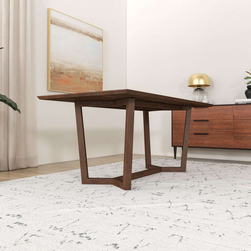 Marina Mid-Century Modern Solid Wood Dining Table in Brown