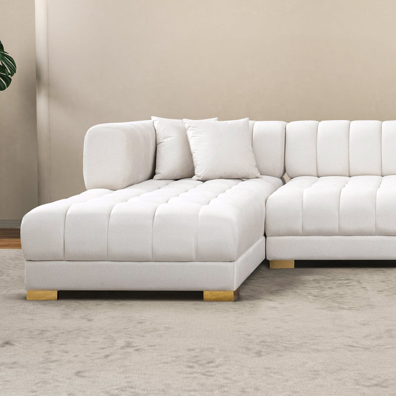 Marlow Ivory Velvet U-Shape Sectional