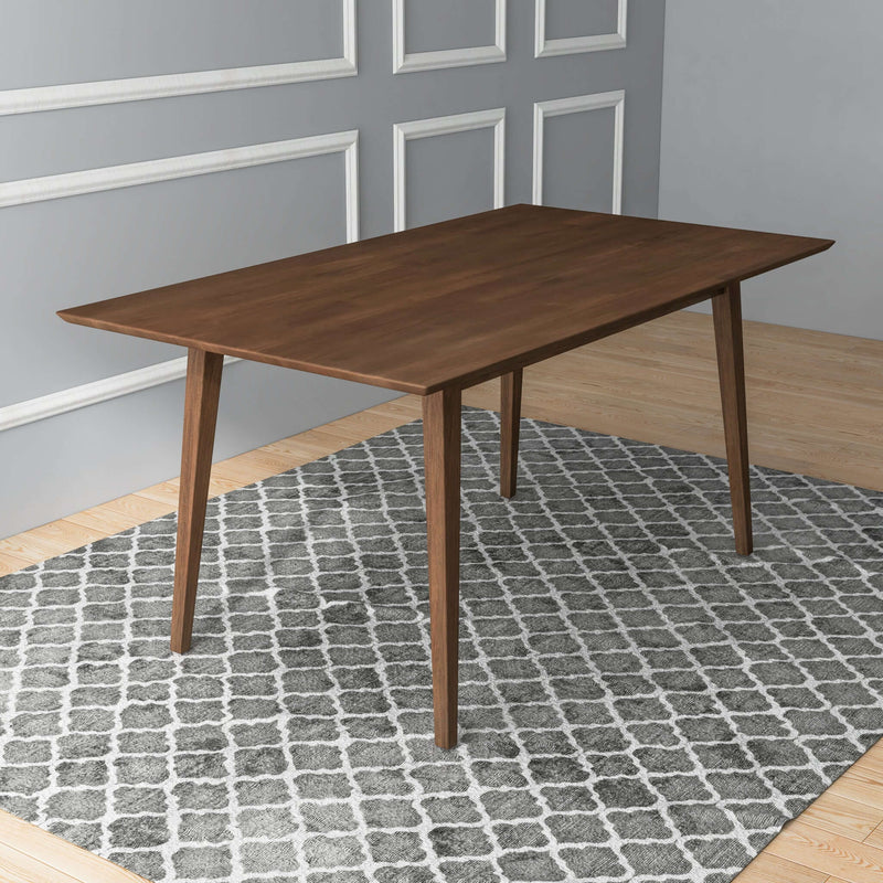 Mary Modern Style Solid Wood Rectangular Dining Kitchen Table Walnut / 63"