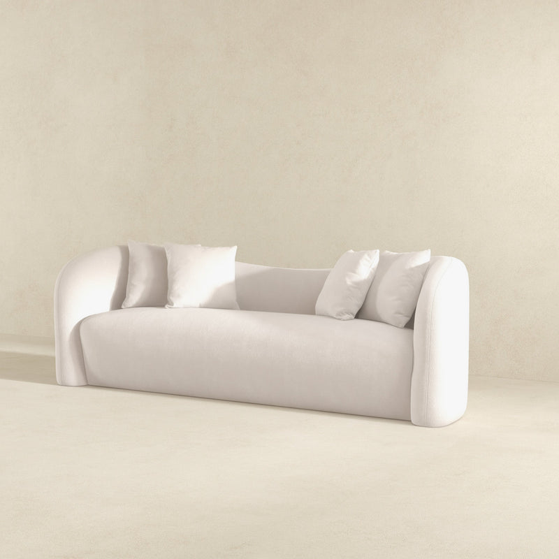 Hana White Boucle Curvy Sofa