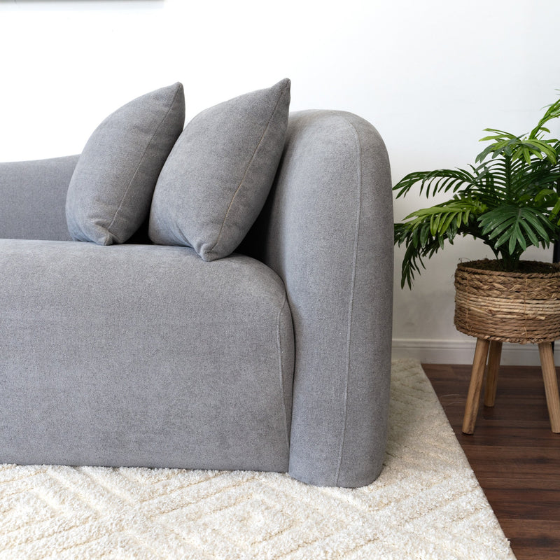 Hana Grey Boucle Curvy Sofa