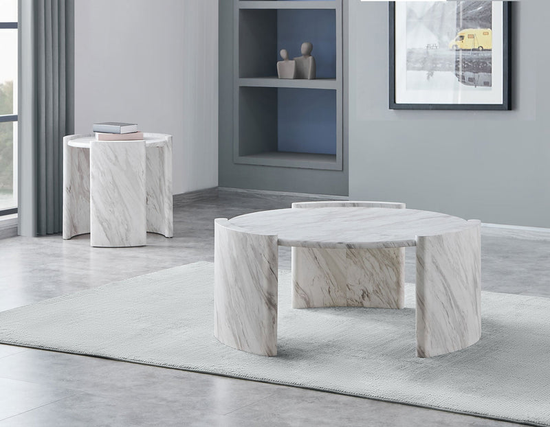 Merino Faux-Marble Round End Table