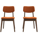 Mid-Century Modern Velvet Solid Back Side Chair (Set of 2) Burnt Orange Velvet