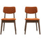 Mid-Century Modern Velvet Solid Back Side Chair (Set of 2) Burnt Orange Velvet