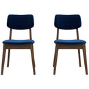 Mid-Century Modern Velvet Solid Back Side Chair (Set of 2) Teal Blue Velvet