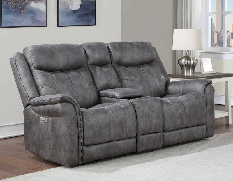 Morrison Dual-Power Reclining Console Loveseat, Stone