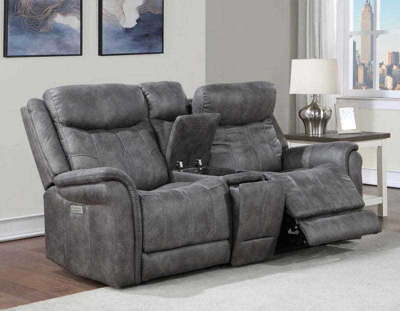 Morrison Dual-Power Reclining Console Loveseat, Stone