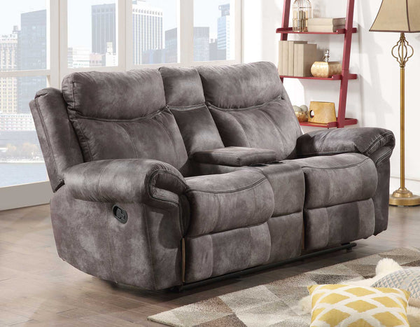 Nashville Manual Glider Recliner Console Loveseat, Grey