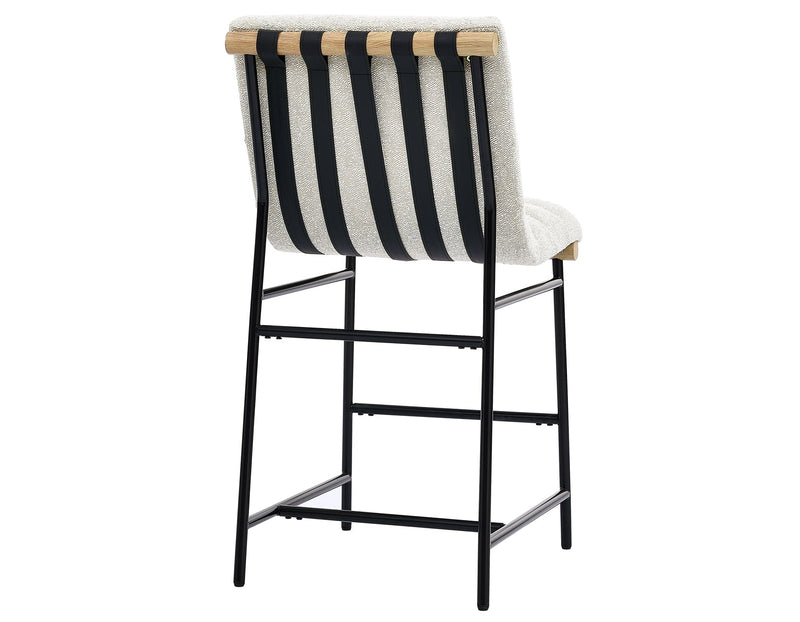 Nicco 24-inch Eggshell Polyester Fabric Counter Stool with Black Iron Base