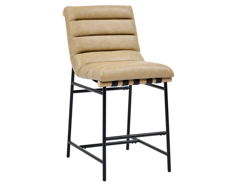 Nicco 30-inch Bar Chair, Sand Vegan Leather Fabric