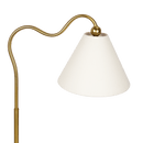 Ornate Brass Ring Base Curved Table Lamp with Triangle White Drum Shade