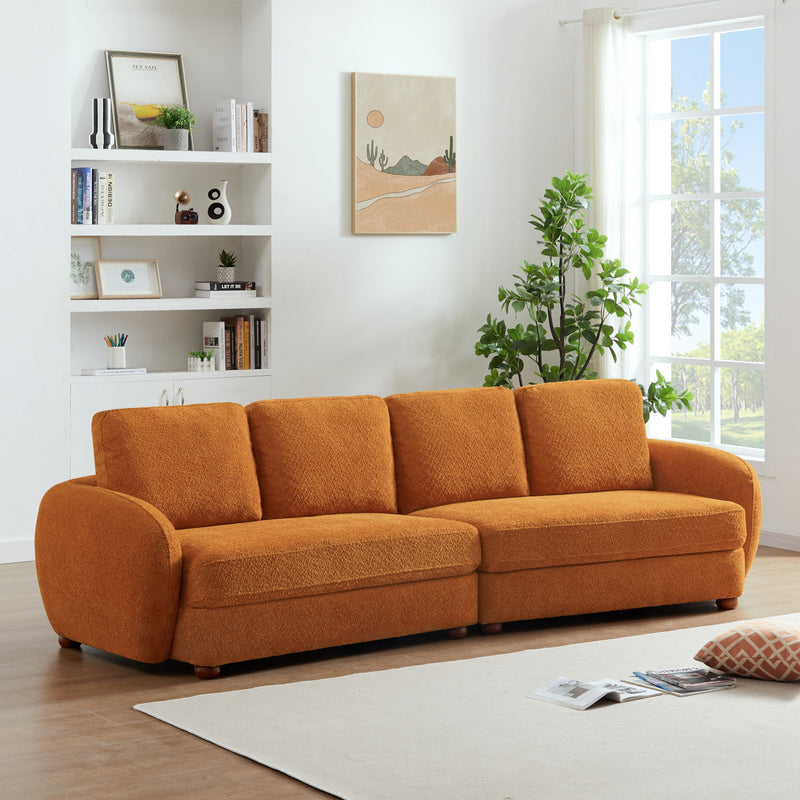 Paton Mid-Century Modern 114.5'' Boucle Fabric Sofa Burnt Orange