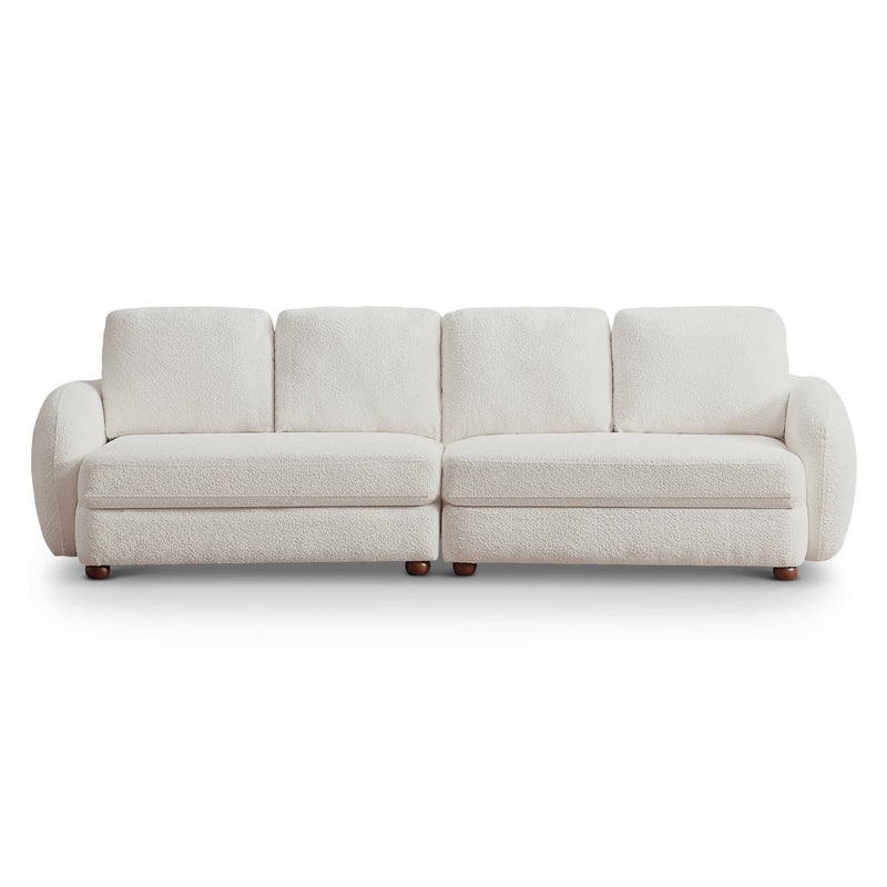 Paton Mid-Century Modern 114.5'' Boucle Fabric Sofa Cream