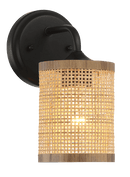 Reef Single Lights Wall Sconce With Natural Rattan Shade Rustic Wicker Wall Light