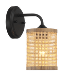 Reef Single Lights Wall Sconce With Natural Rattan Shade Rustic Wicker Wall Light