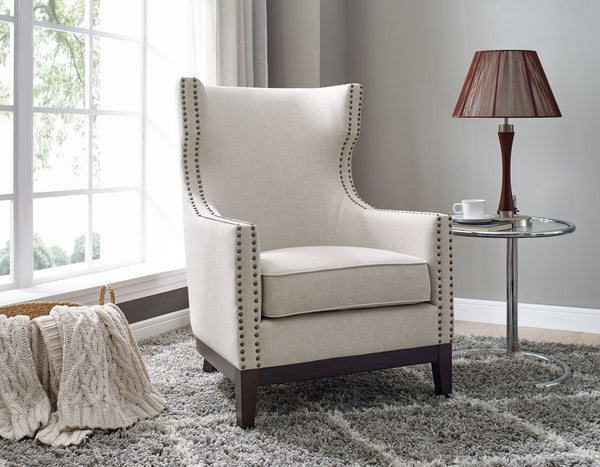 Roswell Wing Back Chair, Beige