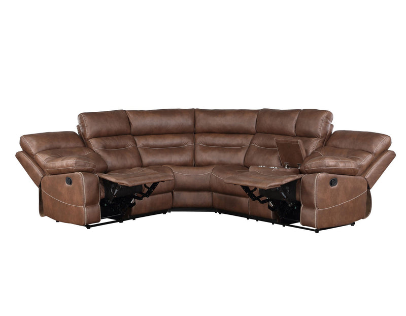 Rudger 3-Piece Manual Reclining Sectional, Chestnut