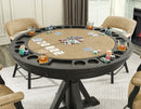 Rylie 48-inch Round Counter Dining Table with 4 Drawers and Game Top, Black Finish