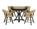 Rylie 48-inch Round Counter Dining Table with 4 Drawers and Game Top, Black Finish