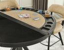 Rylie 48-inch Round Counter Dining Table with 4 Drawers and Game Top, Black Finish