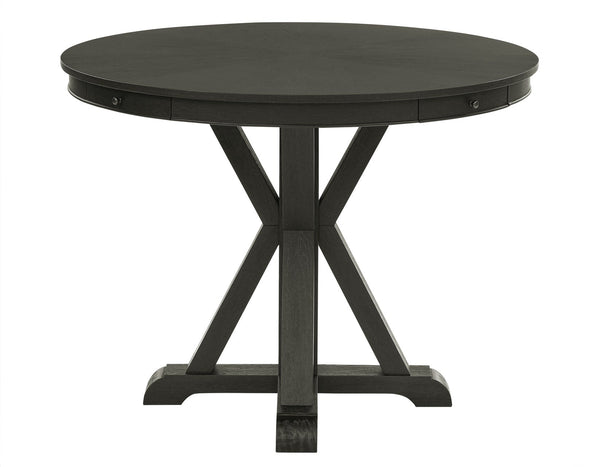 Rylie 48-inch Round Counter Dining Table with 4 Drawers, Black Finish