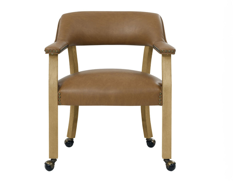 Rylie Captains Chair, Natural Finish with Camel Vegan Leather