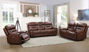 Rosewood Brown Leather Power Reclining Living Room Set - Eve Furniture