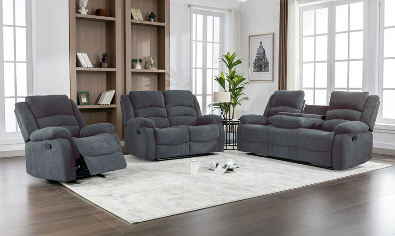 Dynamo Charcoal 3-Piece Reclining Living Room Set