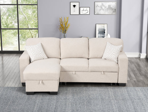 Pacific Beige Reversible Sectional With Pull-Out Bed