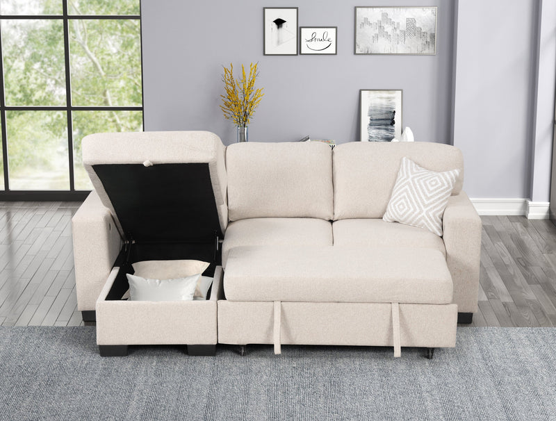 Pacific Beige Reversible Sectional With Pull-Out Bed