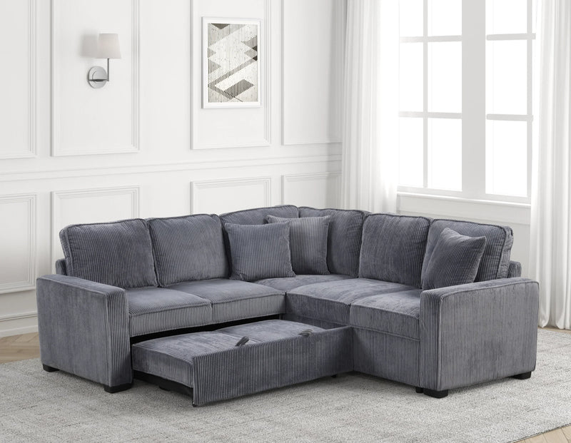 Ariel Charcoal Sectional With Pull-Out Bed