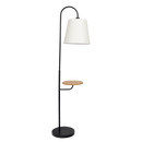 Seoul Black Floor Lamp with Rotary Switch Wood Table Metal Base