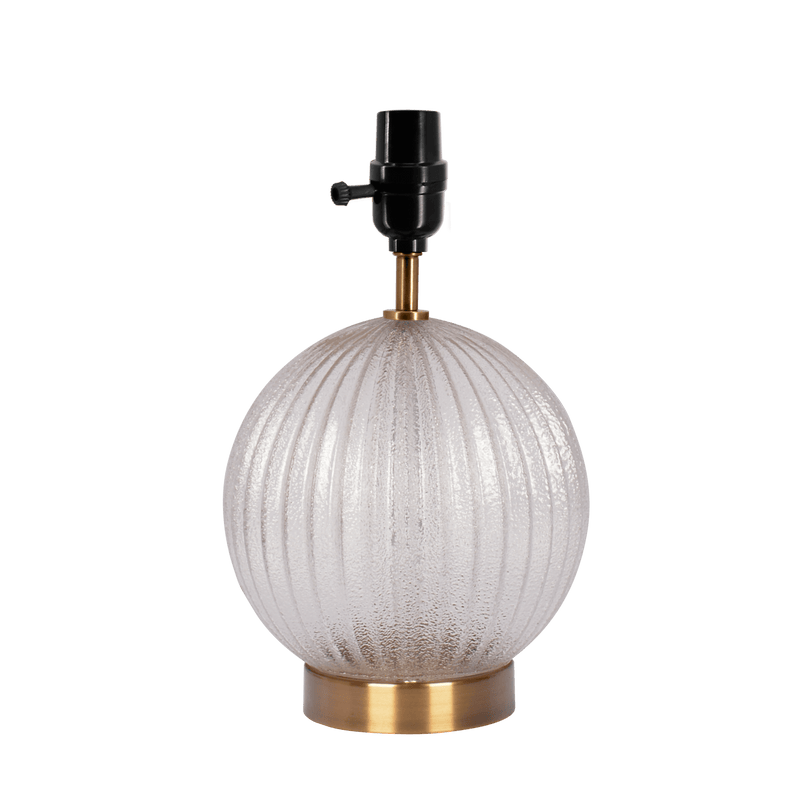 Serenity Round Ribbed Glass Lamp Base Clear Table Lamp Large Linen Shade