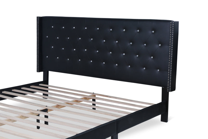 Amelia Black PU Leather King Platform Bed