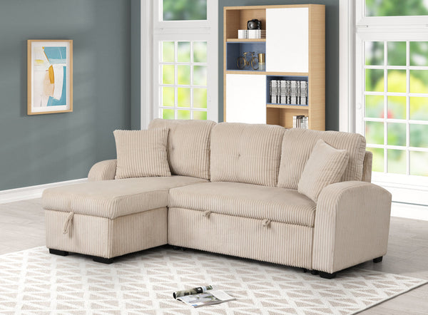 Silvia Beige - Sectional With Pull-Out Bed