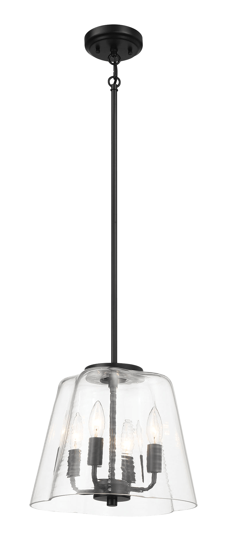 Soiree Four Candle Lights Pendant With Clear Glass - Black Finish