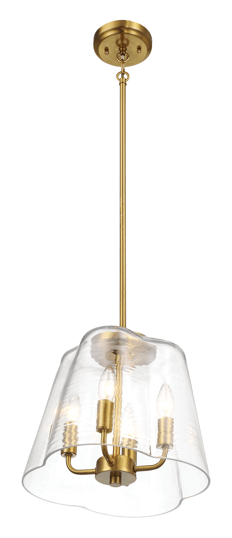 Soiree Four Candle Lights Pendant With Clear Glass - Satin Brass