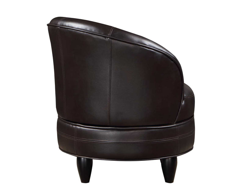 Sophia Swivel Accent Chair, Brown Leatherette