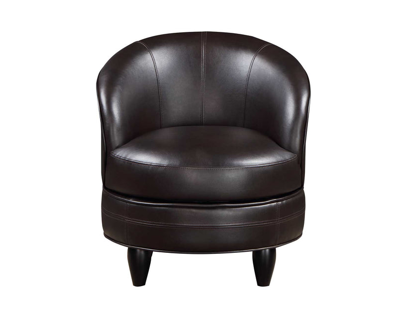 Sophia Swivel Accent Chair, Brown Leatherette