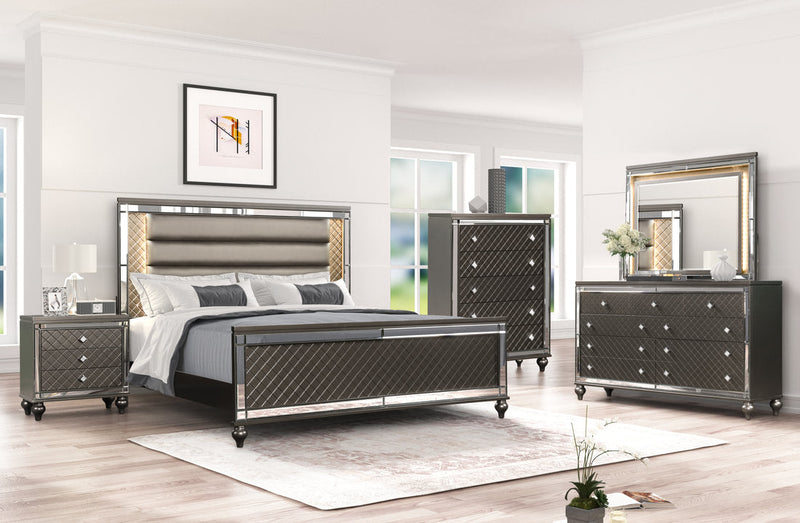 Stars Charcoal - 5pc Bedroom Set Queen, King