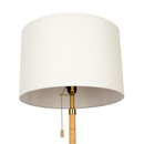 Stellar Wood Rattan Tube , Gold Brass Metal and White Linen Shade Floor Lamp